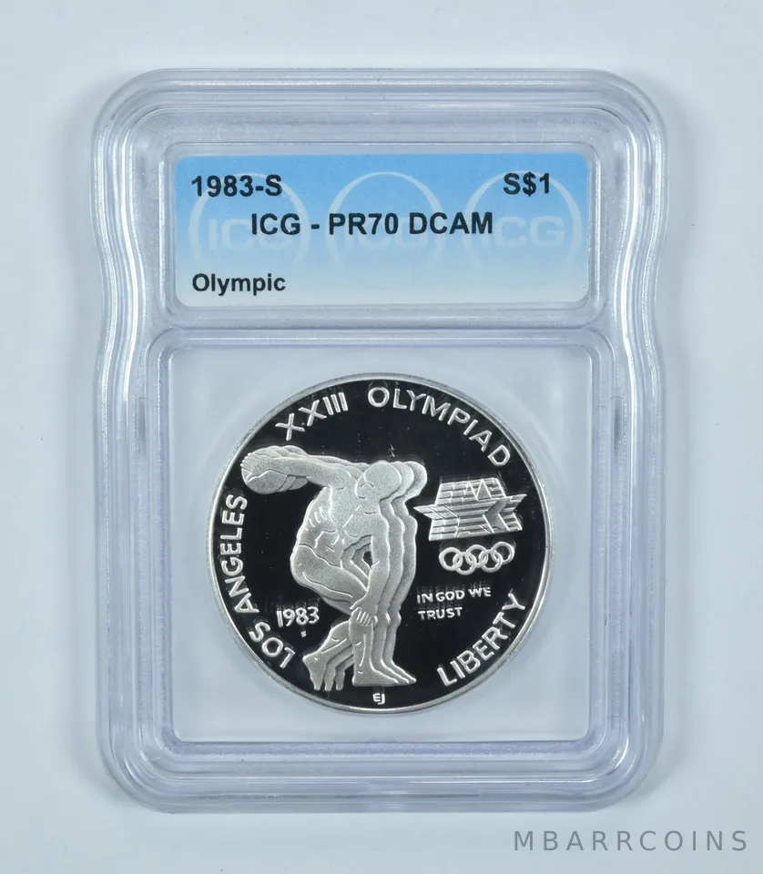 1983-S Olympic Discus Commemorative Silver Dollar PR70 DCAM ICG