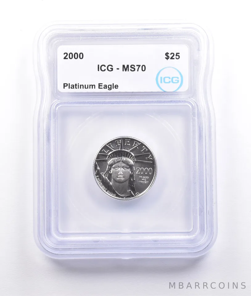 2000 $25 American Platinum Eagle 1/4 Oz Platinum MS70 ICG