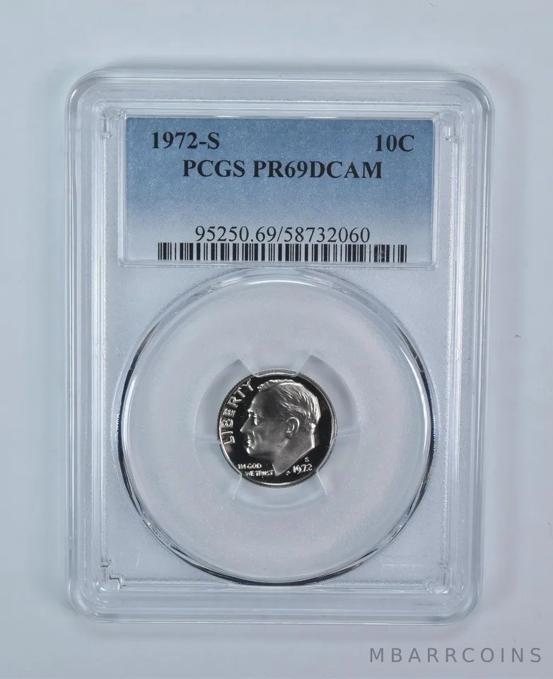 1972-S Roosevelt Dime PR69 DCAM PCGS Blue Label