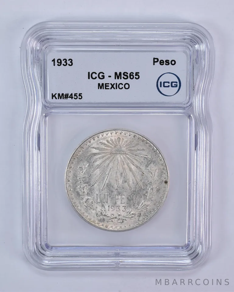 1933 M Mexico Peso KM#455 MS65 ICG