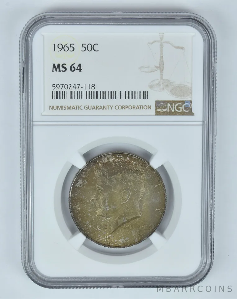 MS64 1965 Kennedy Half Dollar - Graded NGC Toned! *8970