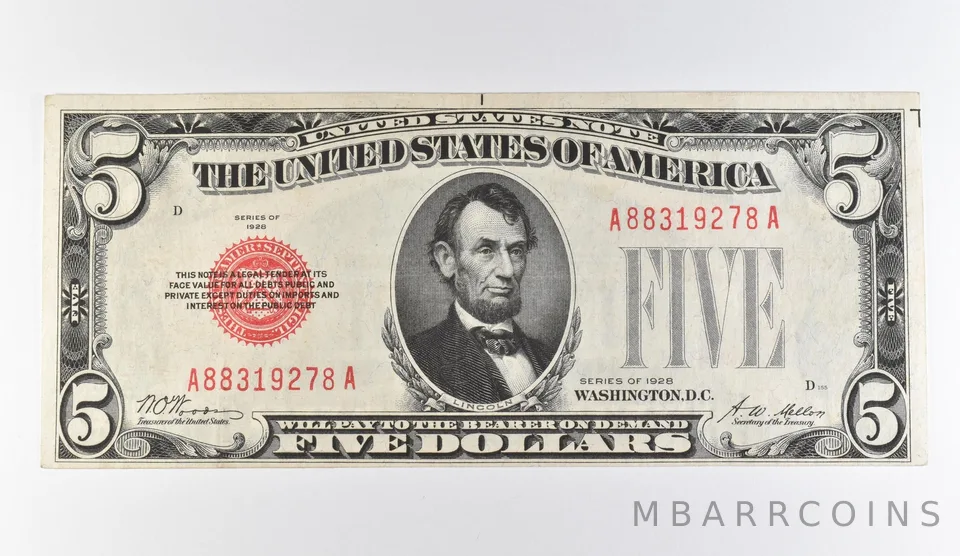 1928 $5 Legal Tender Red Seal *9734