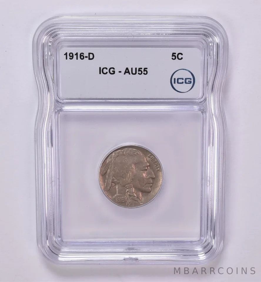 1916-D Indian Head Buffalo Nickel AU55 ICG Beautiful Tone *0433