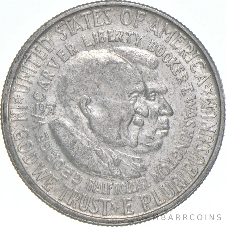 AU 1951 Carver Washington Freedom Commemorative Silver Half Dollar