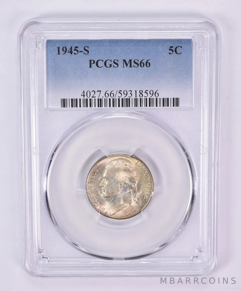 1945-S Jefferson Nickel MS66 PCGS Beautiful Tone *1143