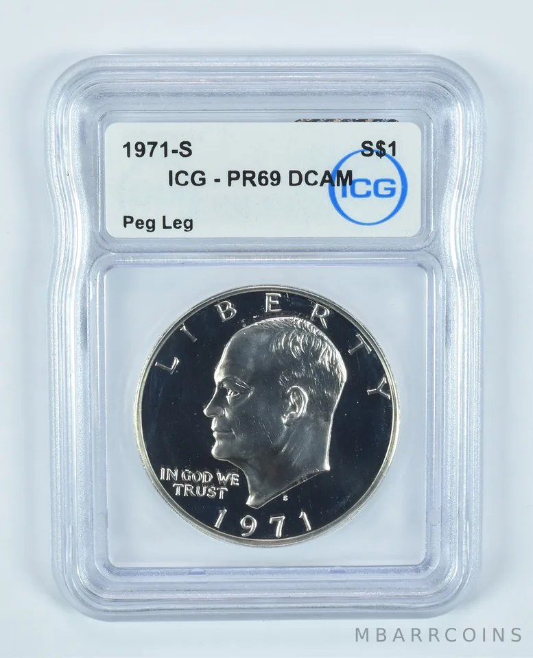 1971-S Eisenhower $1 Peg Leg PR69 DCAM ICG