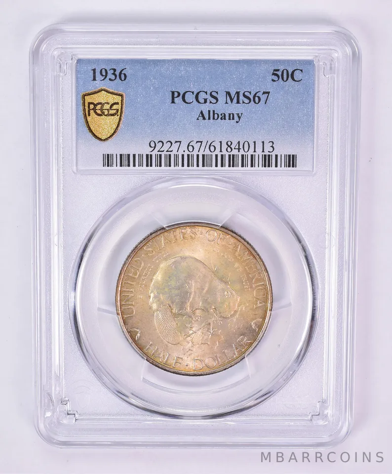 1936 Albany Commemorative Half Dollar MS67 PCGS Beautiful Tone *1087