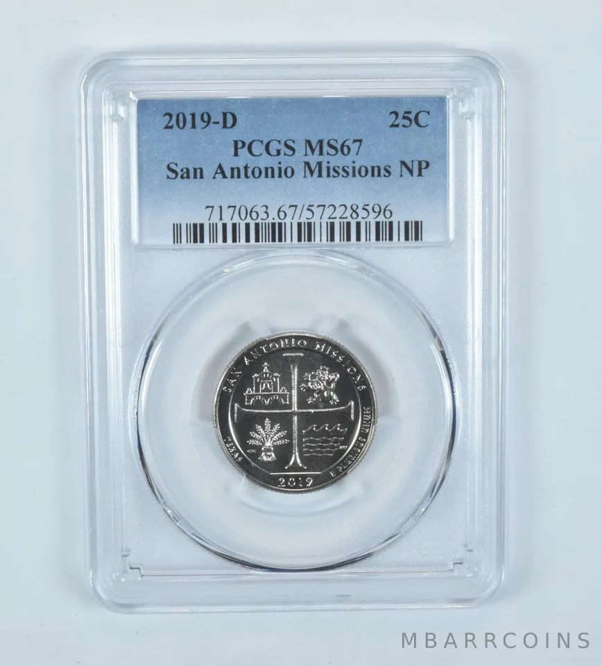 2019-D Washington Quarter ATB San Antonio Missions MS67 PCGS