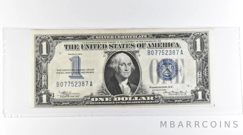 1934 $1 Silver Certificate Blue Seal *7067