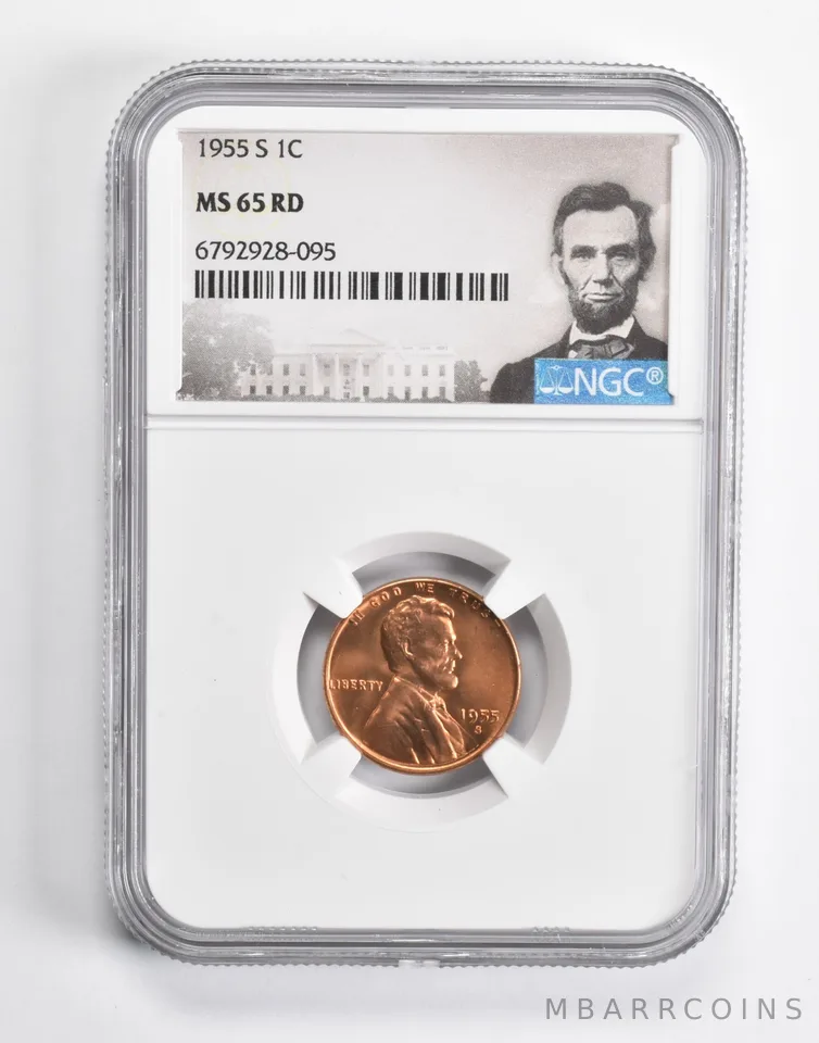 1955-S Lincoln Wheat Cent Penny MS65 RD NGC Special Lbl