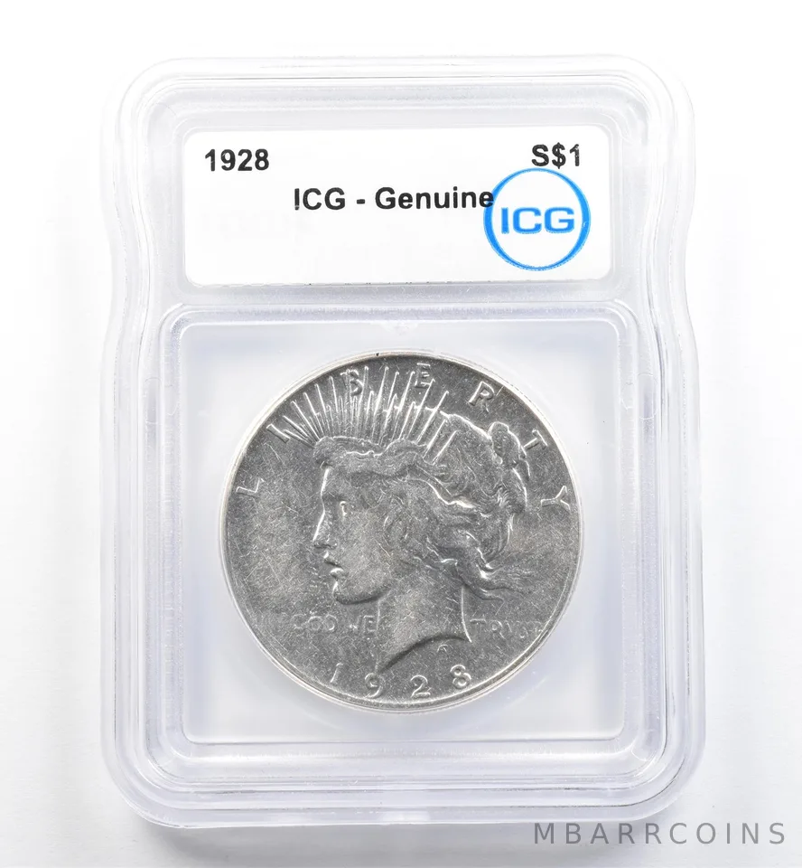 1928 Peace Silver Dollar Genuine ICG *9892
