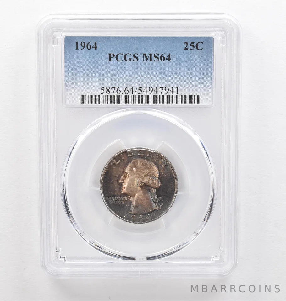 1964 Washington Quarter MS64 PCGS Beautiful Tone *0301
