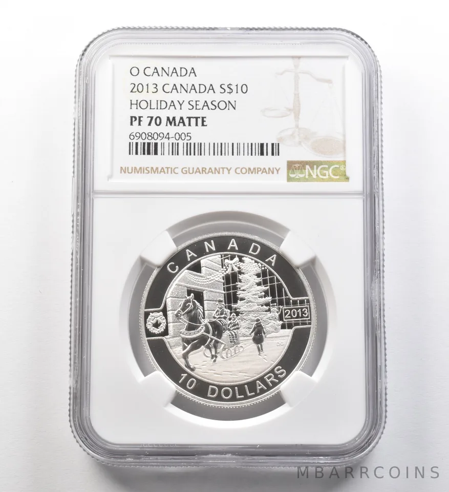 2013 Canada 10 Dollars Silver O Canada Holiday Season PF70 Matte NGC a8260