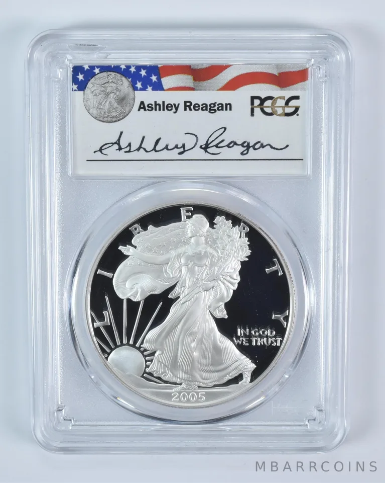 2005-W American Silver Eagle Ashley Reagan Signed PR69 DCAM PCGS