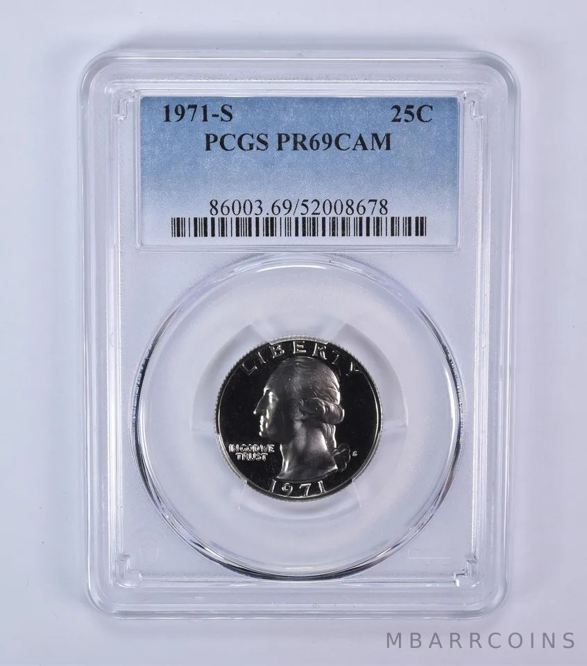 1971-S Washington Quarter PR69 CAM PCGS Blue Label