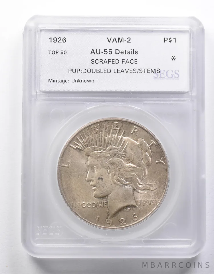 1926 Peace Silver Dollar VAM 2 Doubled Leaves/Stems *8606