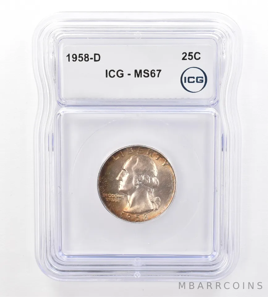 1958-D Washington Quarter MS67 ICG Beautiful Tone *7616