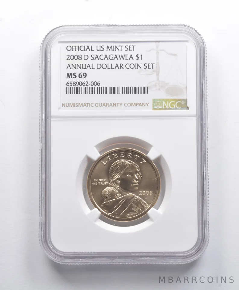2008-D Sacagawea $1 Annual Dollar Coin Set MS69 NGC