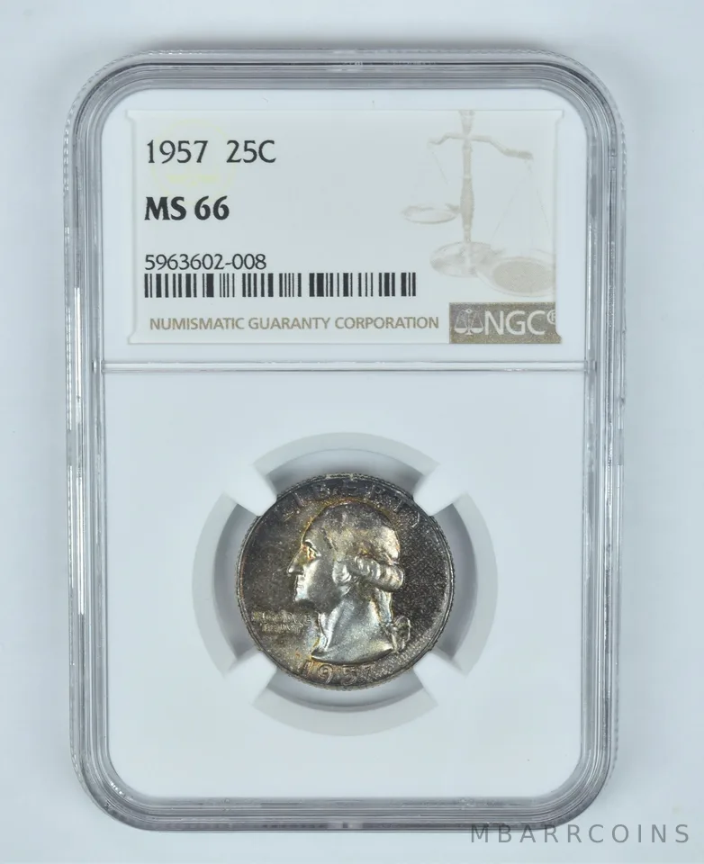 MS66 1957 Washington Quarter - Graded NGC Toned! a9070