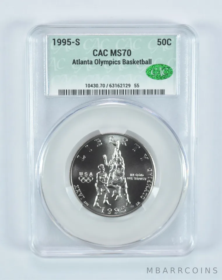 1995-S Olympic Basketball Commemorative Half Dollar MS70 CAC CACg