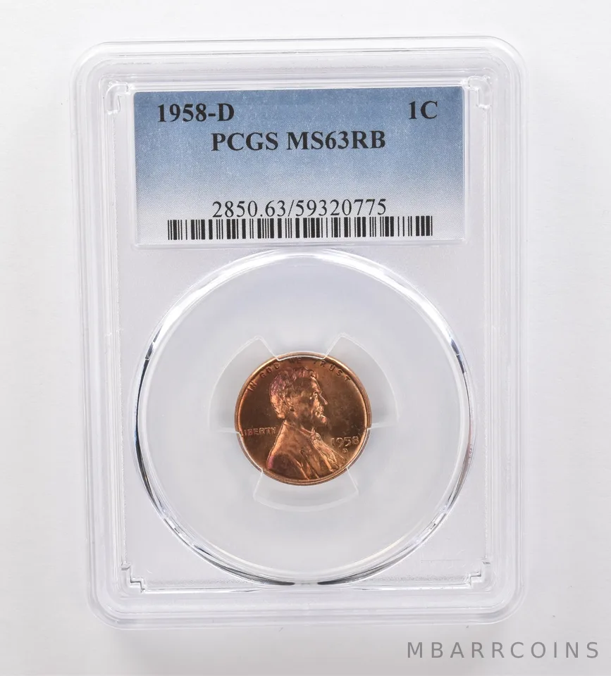 1958-D Lincoln Wheat Cent MS63 RB PCGS Beautiful Tone *2057