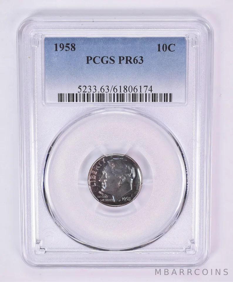 1958 Roosevelt Dime PR63 PCGS Beautiful Tone *1127