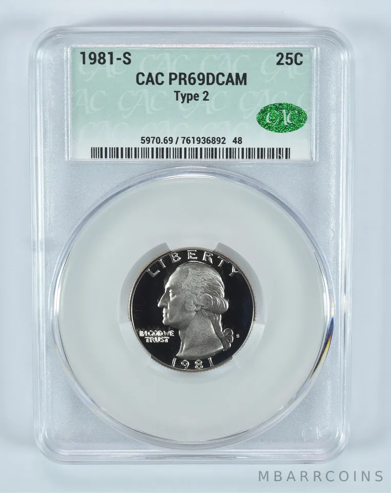 1981-S Washington Quarter Type 2 PR69 DCAM CAC CACg