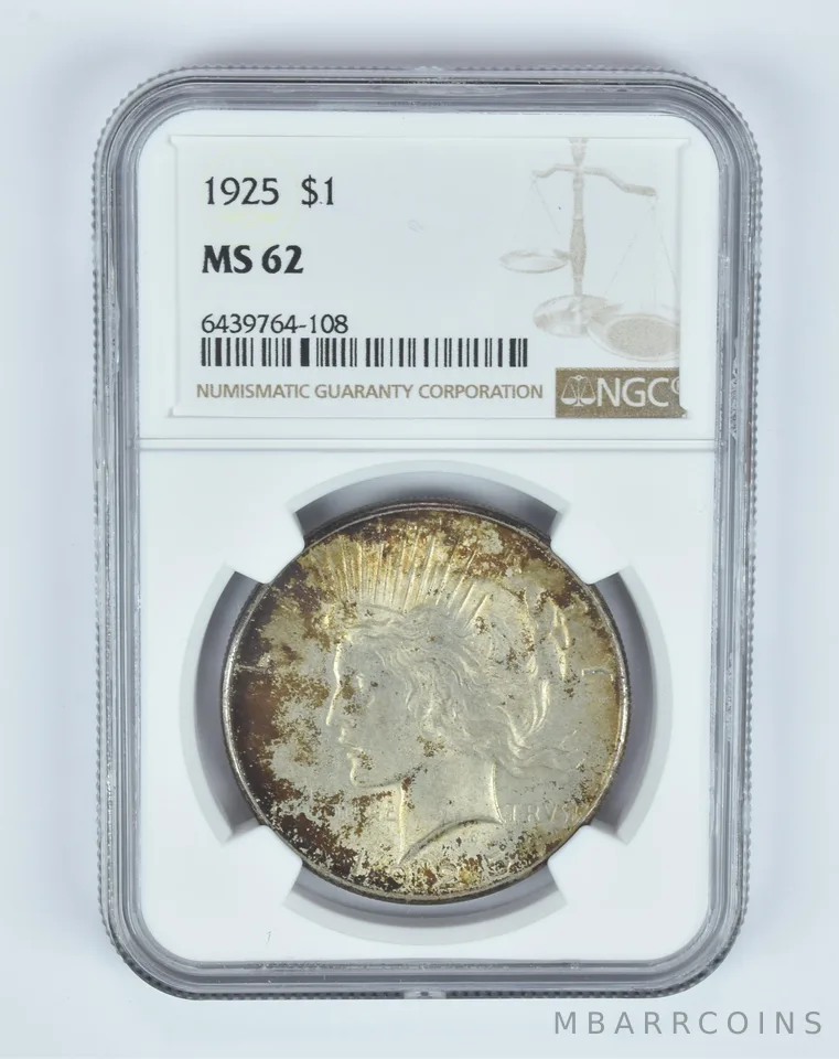 MS62 1924 Peace Silver Dollar NGC - Great Golden Tone a7851