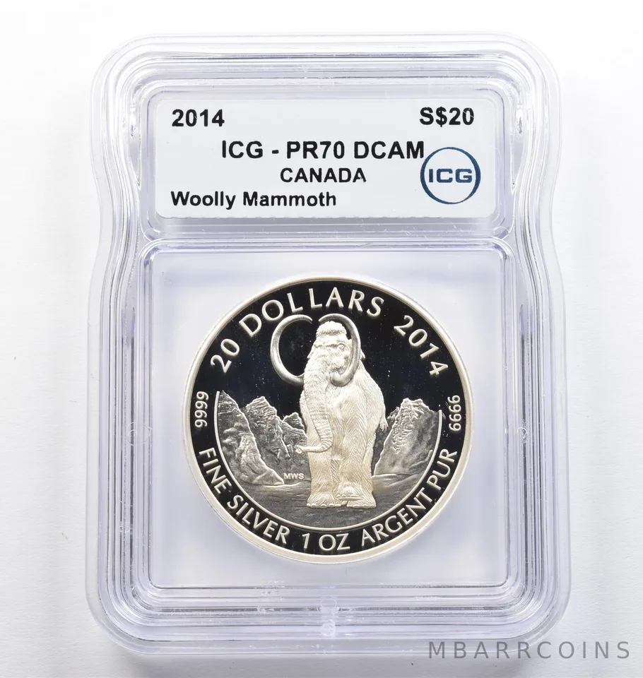 2014 Canada 20 Dollars Silver Woolly Mammoth 1 Oz PR70 DCAM ICG *9397
