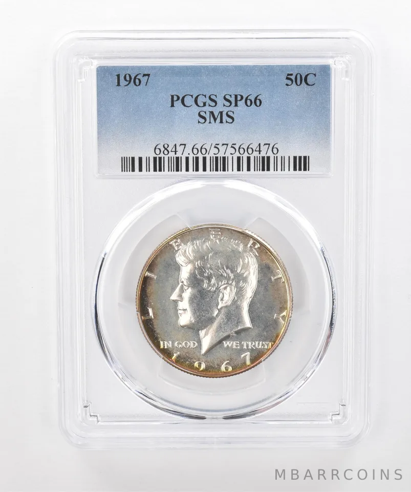 1967 Kennedy Half Dollar SMS SP66 PCGS Beautiful Tone *1356