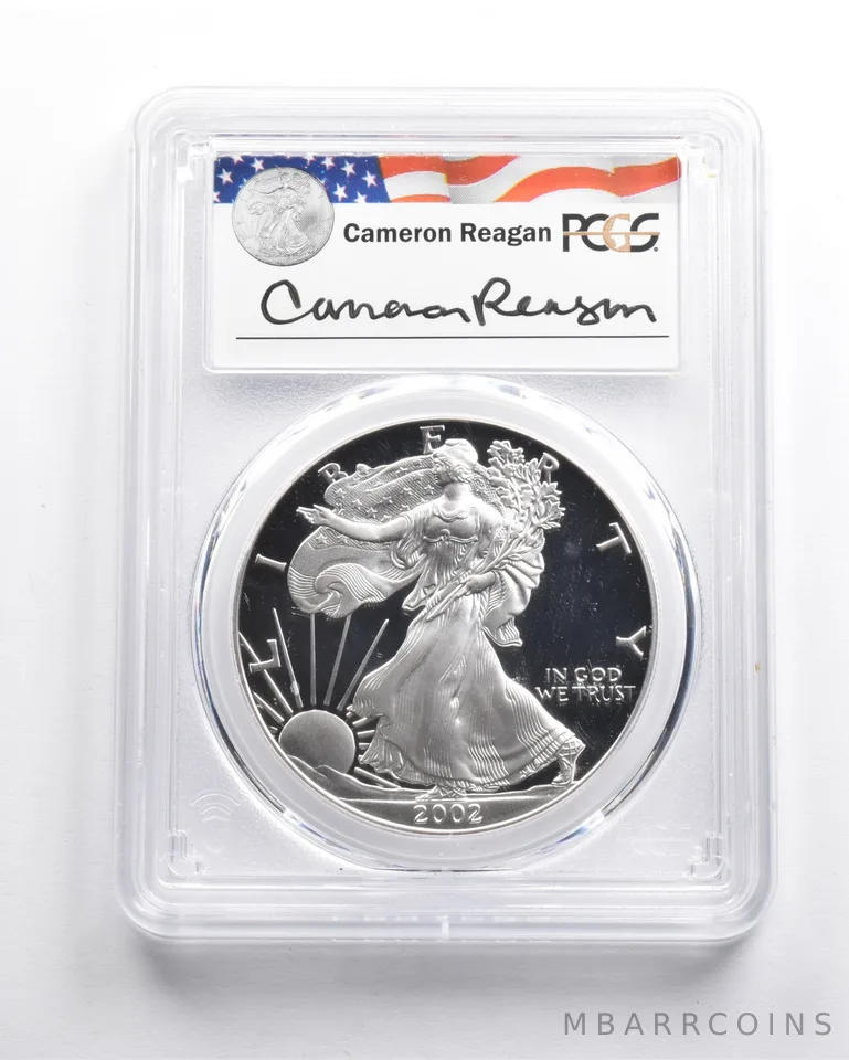 PR70 DCAM 2002-W American Silver Eagle Signed Reagan Legacy Series PCGS *0759