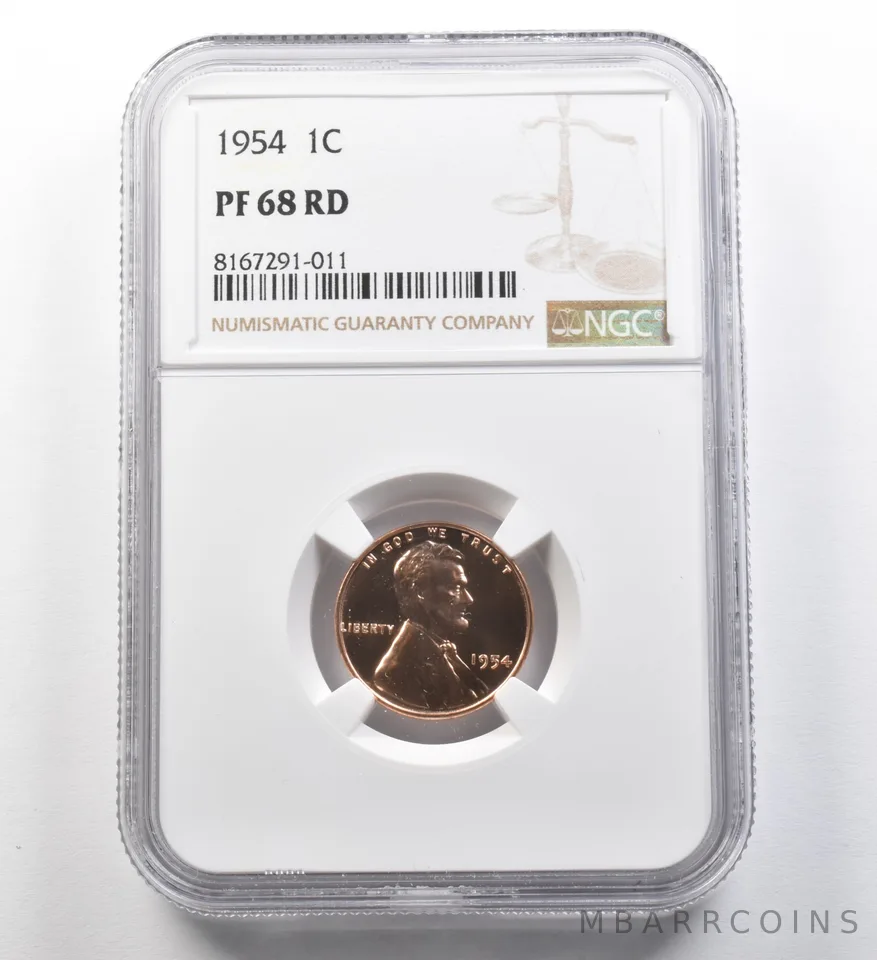 1954 Lincoln Wheat Cent PF68 RD NGC *8095