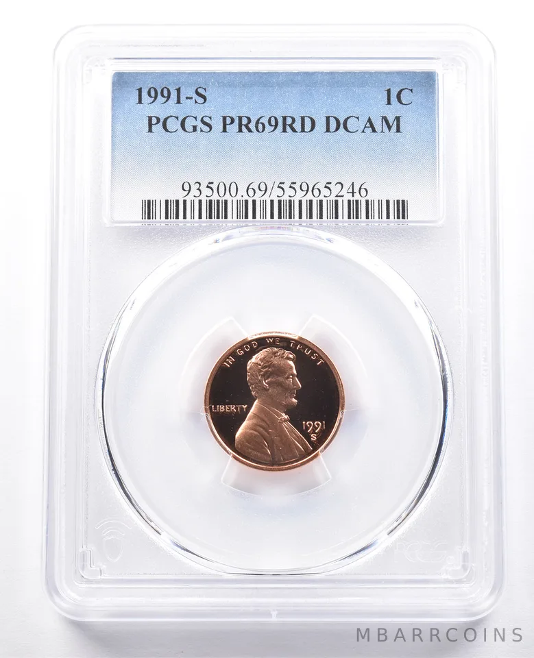 1991-S Lincoln Memorial Cent PR69 RD DCAM PCGS Blue Label
