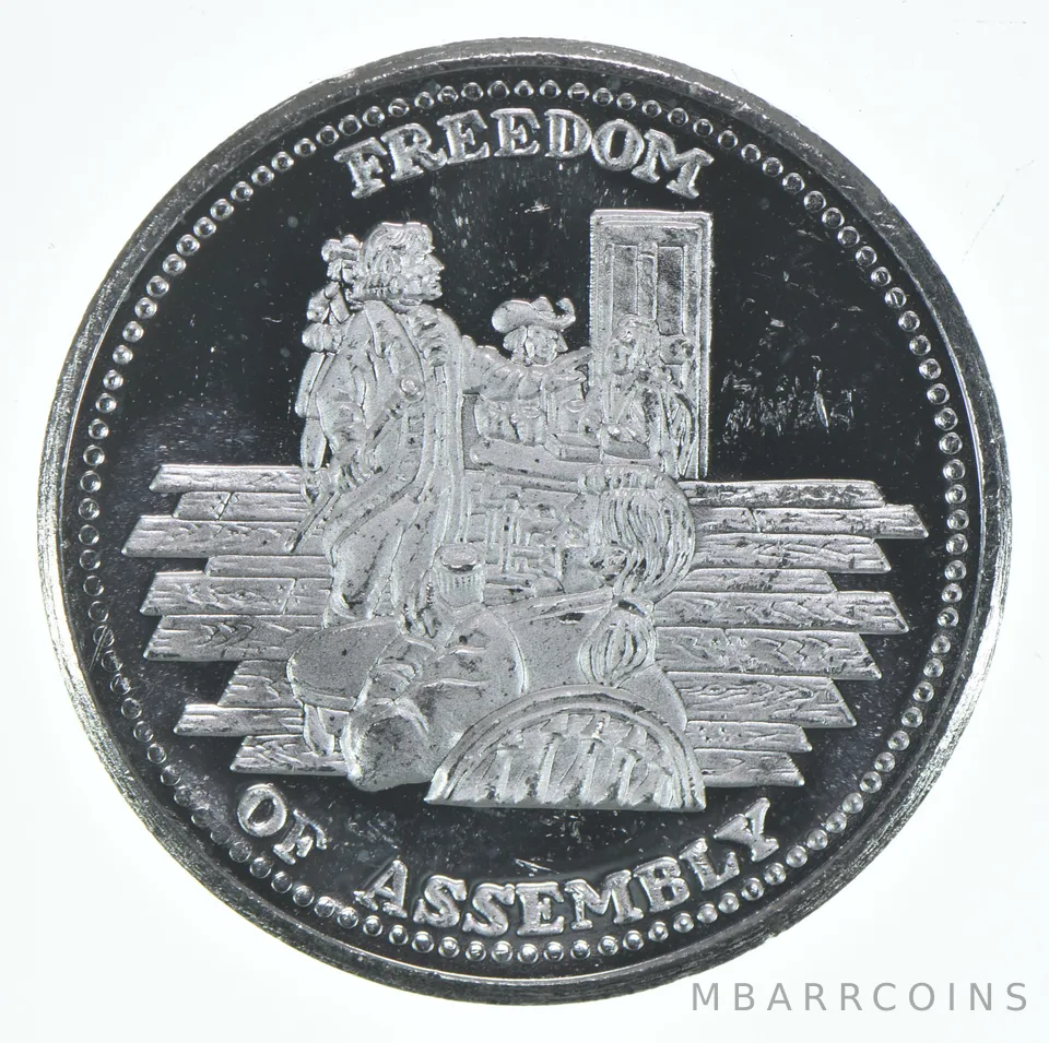 1 Oz Silver Art Round Freedom Of Assembly Johnson Matthey