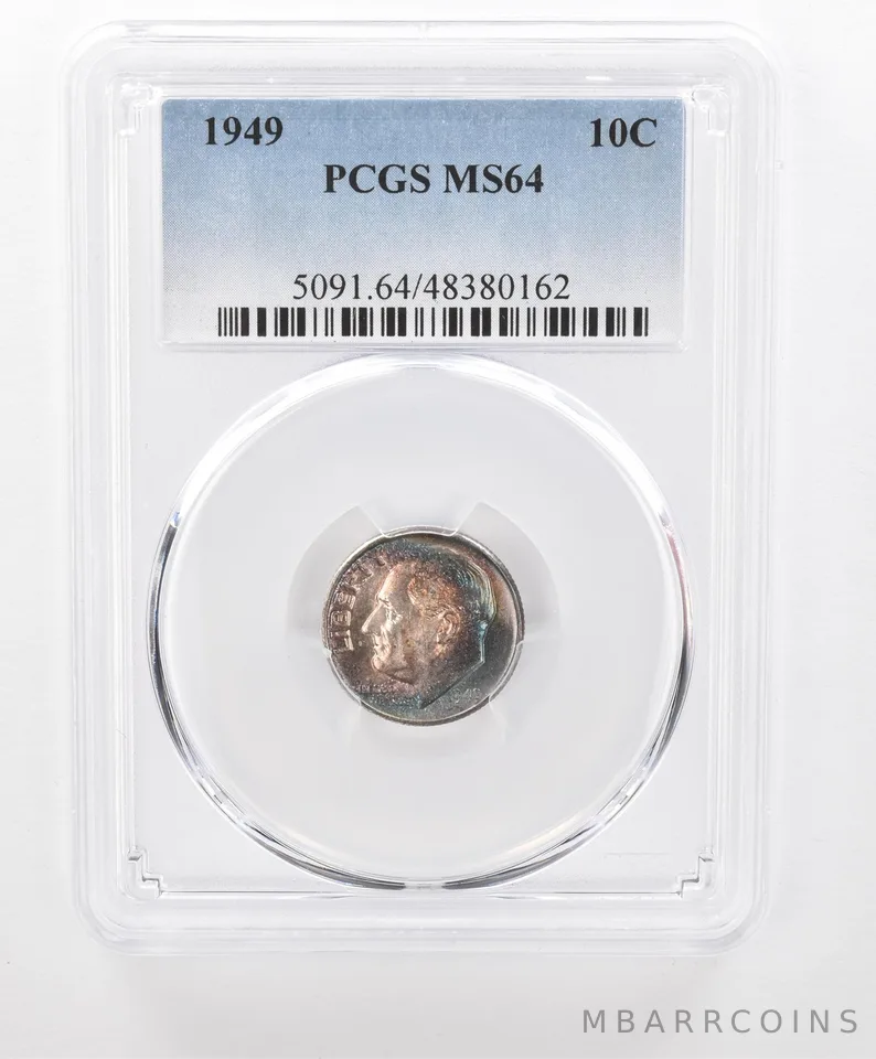 1949 Roosevelt Dime MS64 PCGS Beautiful Tone *2714