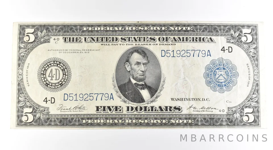 1914 $5 Cleveland OH FRN Large Note Blue Seal *2716