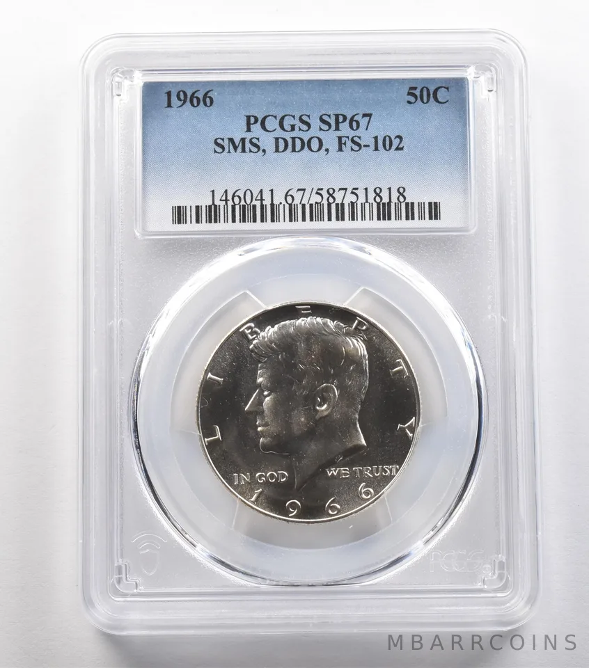 1966 Kennedy Half Dollar SMS Doubled Die Obverse SP67 PCGS *4845