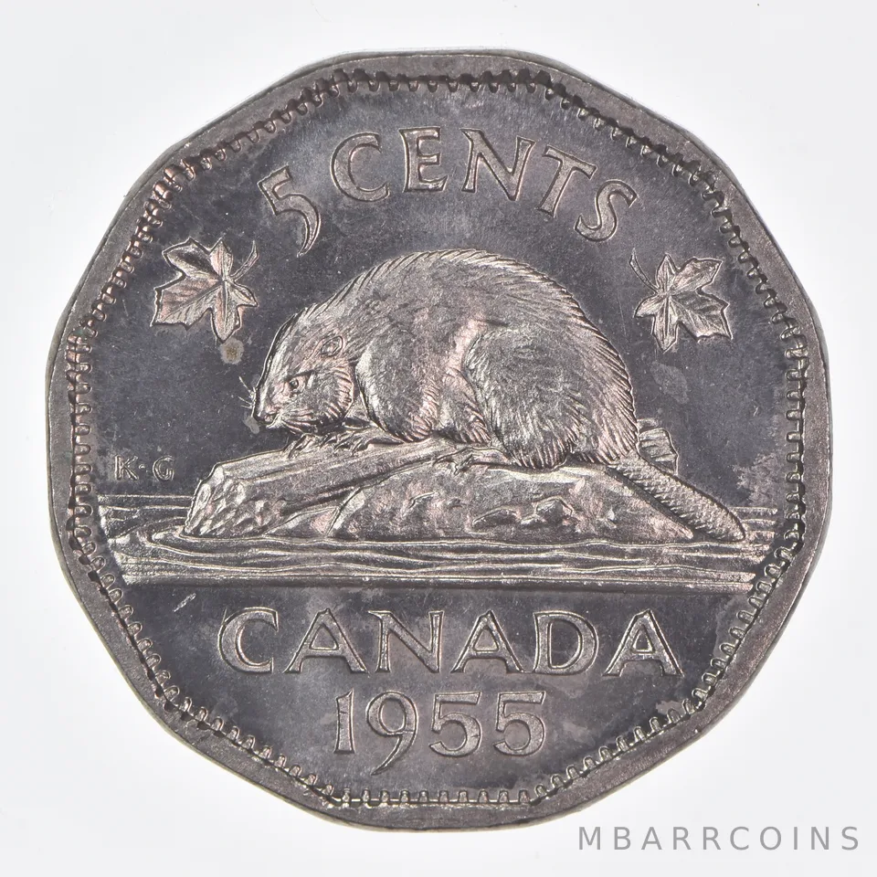 Better Date - 1955 Canada 5 Cents World Coin *102