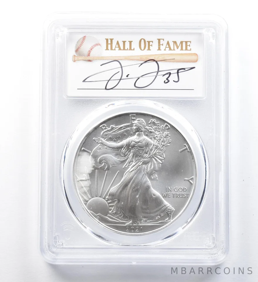2021 American Silver Eagle Type 1 Frank Thomas FDOI MS70 PCGS a1219