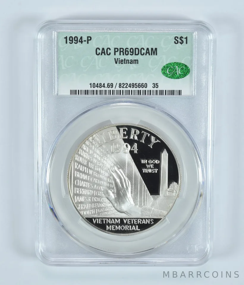 1994-P Vietnam Commemorative Silver Dollar PR69 DCAM CAC CACg