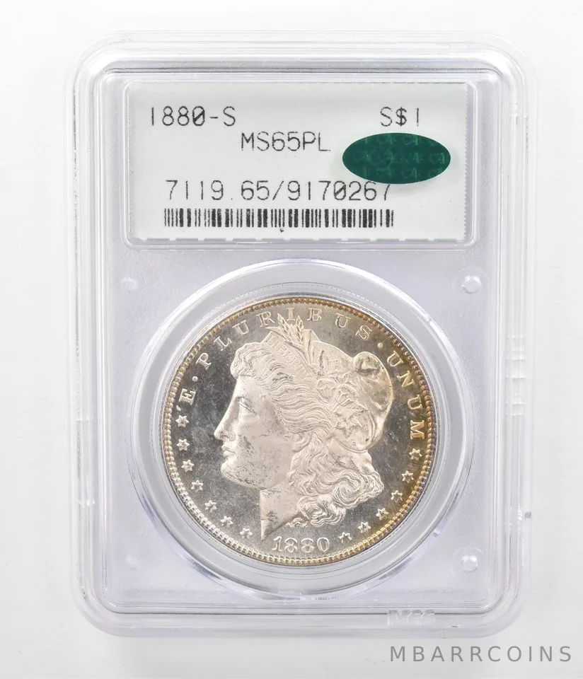 1880-S Morgan Silver Dollar MS65 PL PCGS OGH CAC Beautifully Toned a9257