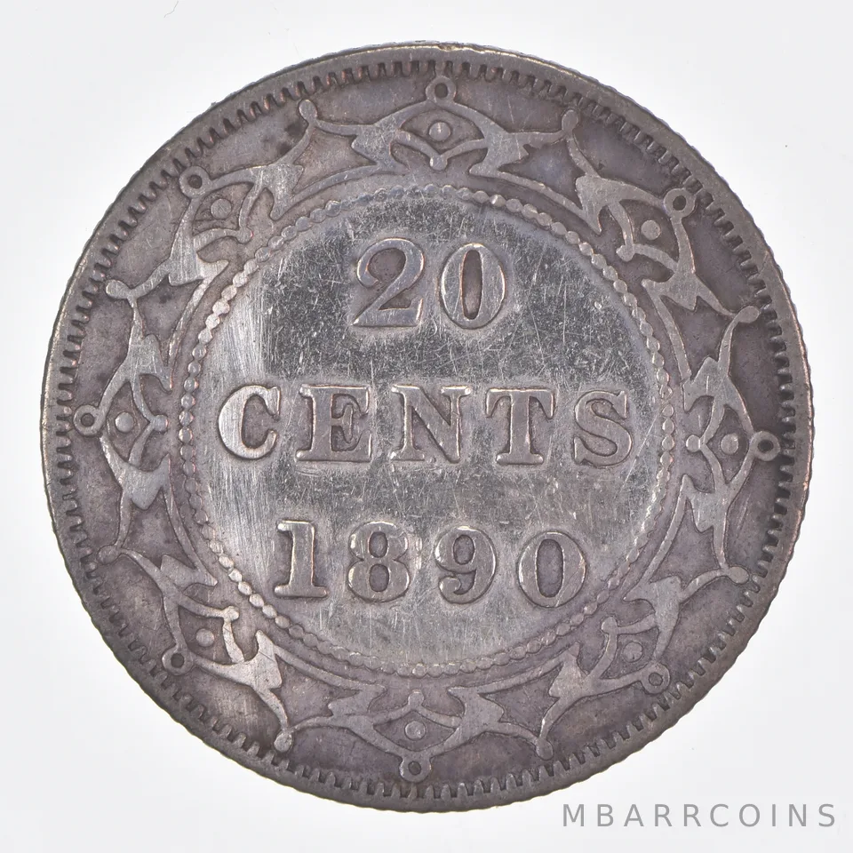 Better Date - 1890 Newfoundland 20 Cents World Coin- Silver *364