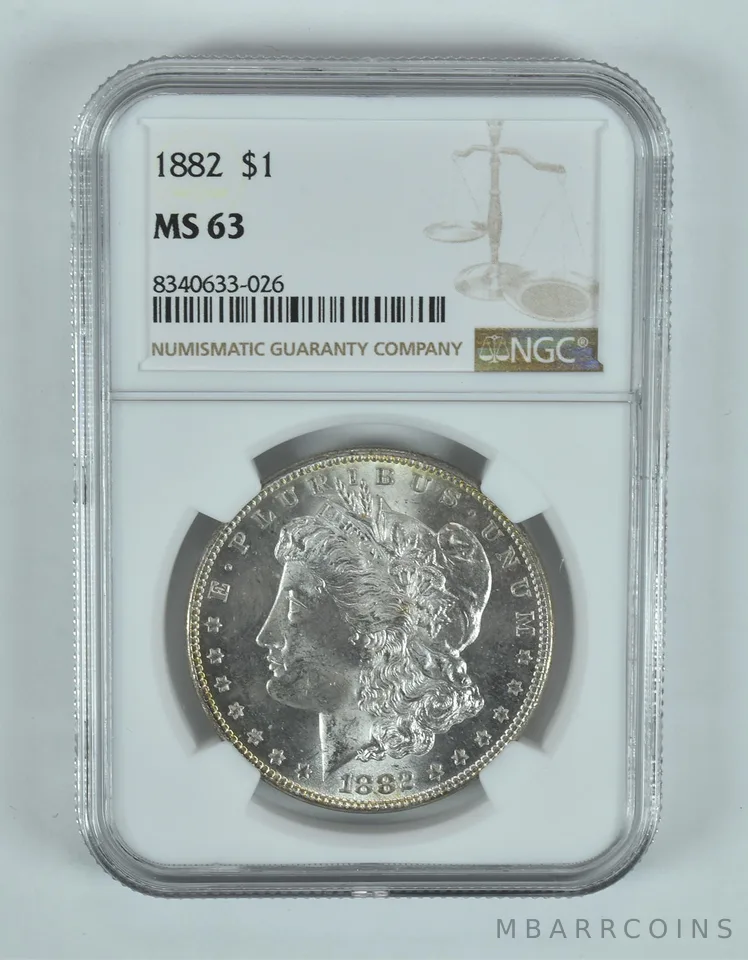 1882 Morgan Silver Dollar MS63 NGC Brown Label