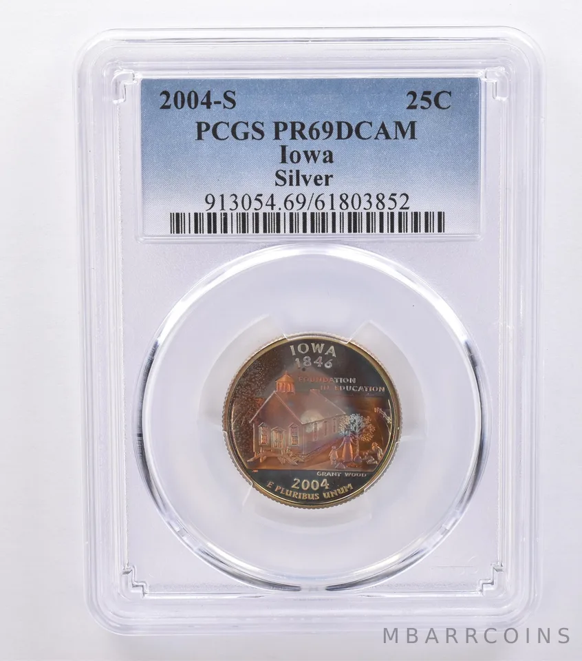 2004-S Washington State Quarter Iowa Silver PR69 DCAM PCGS Beautiful Tone *8725