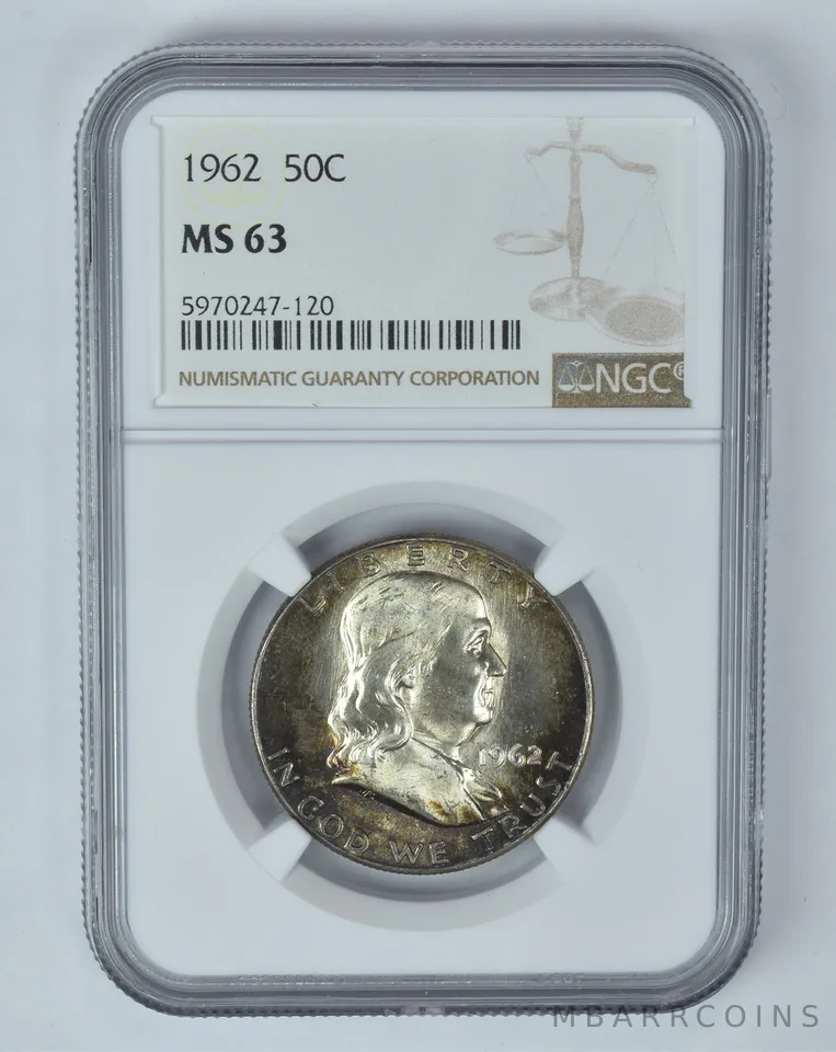 MS63 1962 Franklin Half Dollar - Graded NGC Toned! *8949