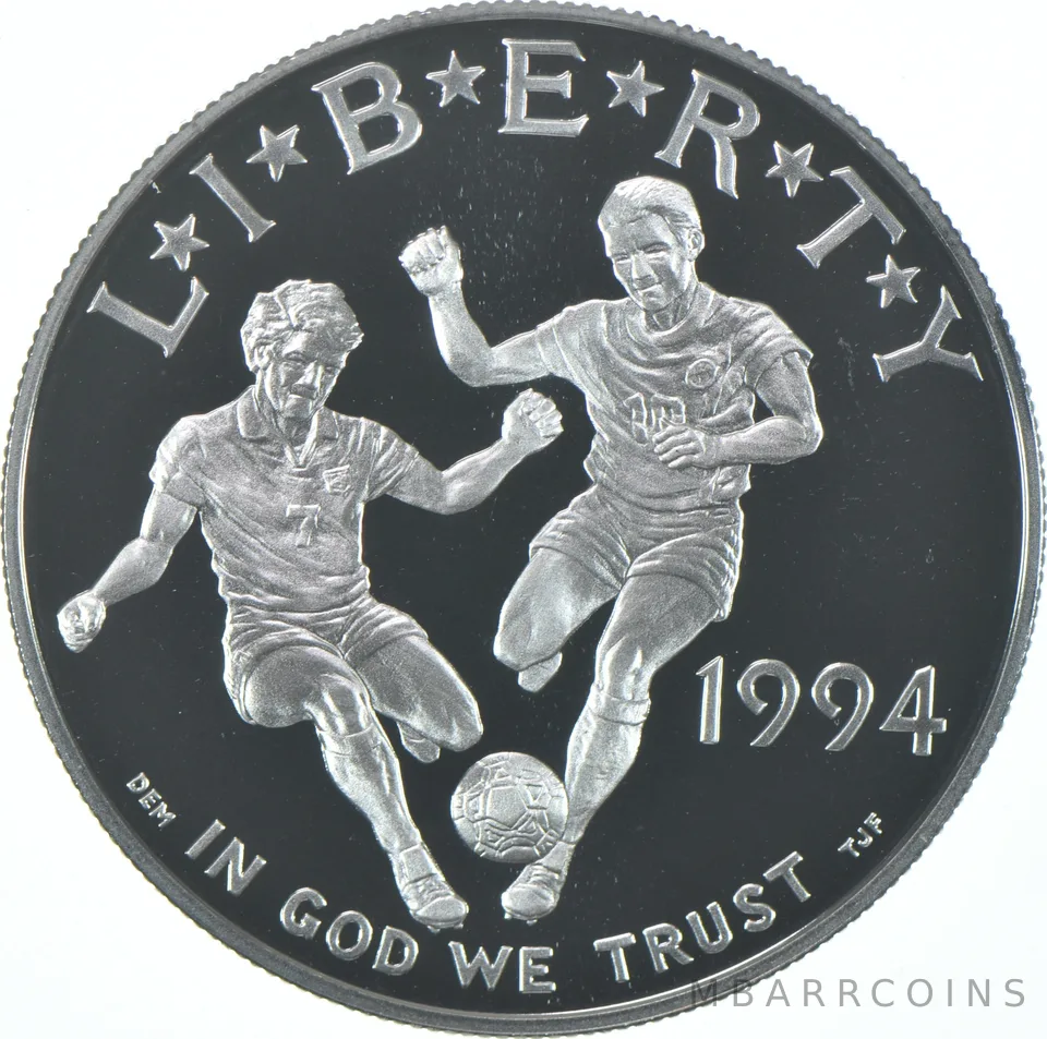 1994-S Proof Soccer World Cup Commemorative Silver Dollar $1