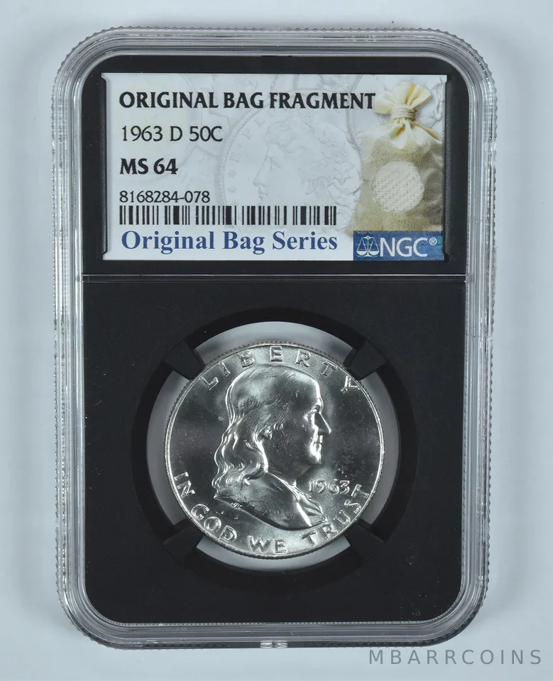 1963-D Franklin Half Dollar Original Bag Fragment MS64 NGC