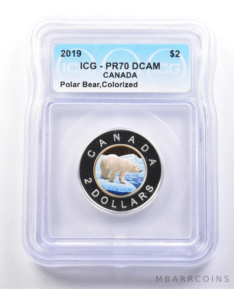 2019 Canada 2 Dollars Polar Bear Colorized PR70 DCAM ICG *9979