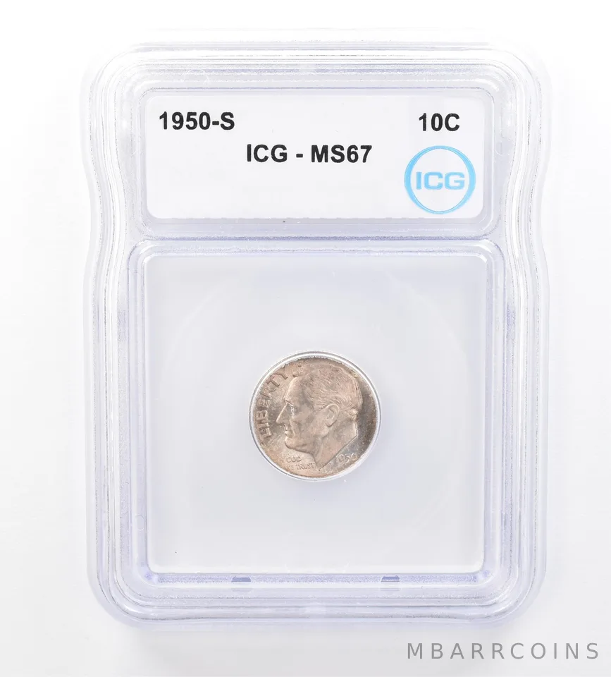 1950-S Roosevelt Dime MS67 ICG Beautiful Tone *1680