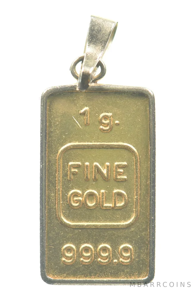 1 Gram Gold Bar In Bezel Pendant *5247
